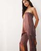 Missyempire Missy Empire cotton satin bandeau high low drape longline top in rust & burgundy blurred print - part of a set-Brown - 1