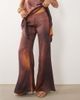 Missyempire Missy Empire cotton satin wide leg pants in rust & burgundy print - part of a set-Brown - 2