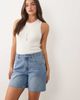 Missyempire Missy Empire denim longline shorts in mid blue wash - 2