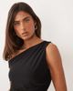 Missyempire Missy Empire double sculpted slinky asymmetric off shoulder top in black - 3