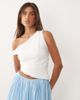Missyempire Missy Empire double sculpted slinky asymmetric off shoulder top in white - 1
