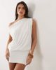 Missyempire Missy Empire double sculpted slinky drape off shoulder fitted skirt fold over detail mini dress in white - 1