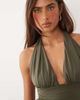 Missyempire Missy Empire double sculpted slinky plunge halterneck top in khaki - part of a set-Green - 4