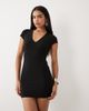 Missyempire Missy Empire double sculpted slinky v-neck cap sleeve mini dress in black - 3