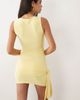 Missyempire Missy Empire double sculpted slinky wrap drape detail mini dress in lemon-Yellow - 4