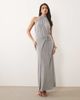 Missyempire Missy Empire high neck wrap tie waist detail maxi dress in gray - 1