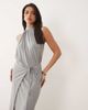 Missyempire Missy Empire high neck wrap tie waist detail maxi dress in gray - 4