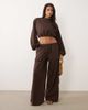 Missyempire Missy Empire linen blend volume balloon sleeve cropped top in chocolate - part of a set-Brown - 2