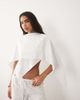 Missyempire Missy Empire linen look drape overlay cape detail top in white - part of a set - 1