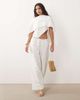 Missyempire Missy Empire linen look drape overlay cape detail top in white - part of a set - 2