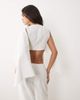 Missyempire Missy Empire linen look drape overlay cape detail top in white - part of a set - 4