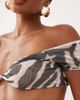 Missyempire Missy Empire mesh bardot twist front cropped top in black & white zebra print - part of a set - 2