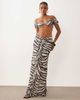 Missyempire Missy Empire mesh bardot twist front cropped top in black & white zebra print - part of a set - 3