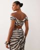 Missyempire Missy Empire mesh bardot twist front cropped top in black & white zebra print - part of a set - 4