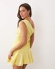 Missyempire Missy Empire mesh overlay asymmetric shoulder drape ruched detail mini dress in lemony-Yellow - 4