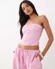 Missyempire Missy Empire poplin bandeau top in pink striped print - part of a set - 1