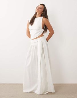Missyempire Missy Empire poplin drop waist full maxi skirt in white