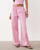 Missyempire Missy Empire poplin elastic waist wide leg pants in pink striped print - part of a set - 2