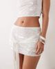 Missyempire Missy Empire sequin drape knot front mini skirt in white - part of a set - 3