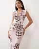 Missyempire Missy Empire slinky cowl neck ruched detail maxi dress in pink butterfly print - 3