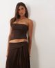 Missyempire Missy Empire soft touch bandeau top in chocolate - part of a set-Brown - 1