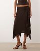 Missyempire Missy Empire soft touch tie drape side detail asymmetric hem midi skirt in chocolate - part of a set-Brown - 3