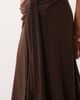 Missyempire Missy Empire soft touch tie drape side detail asymmetric hem midi skirt in chocolate - part of a set-Brown - 4