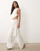 Missyempire Missy Empire straight neck asymmetric knot side detail top in white - part of a set - 2