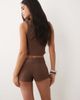 Missyempire Missy Empire tailored micro shorts in chocolate pinstripe - part of a set-Brown - 3