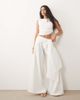 Missyempire Missy Empire volume drape tie front wide leg pants in white - part of a set - 1
