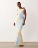 Missyempire Missyempire double sculpted slinky asymmetric shoulders maxi dress in lemon & blue flower print-Multi - 2