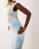 Missyempire Missyempire double sculpted slinky asymmetric shoulders maxi dress in lemon & blue flower print-Multi - 3