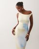 Missyempire Missyempire double sculpted slinky asymmetric shoulders maxi dress in lemon & blue flower print-Multi - 4
