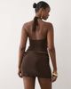 Missyempire Missyempire double sculpted slinky beaded front halter neck top in chocolate - part of a set-Brown - 2
