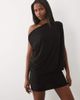 Missyempire Missyempire double sculpted slinky draped off the shoulder fitted skirt fold over detail mini dress in black - 2