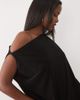 Missyempire Missyempire double sculpted slinky draped off the shoulder fitted skirt fold over detail mini dress in black - 3