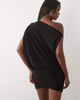 Missyempire Missyempire double sculpted slinky draped off the shoulder fitted skirt fold over detail mini dress in black - 4