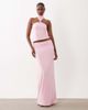 Missyempire Missyempire double sculpted slinky neck choker detail halterneck top in baby pink - part of a set - 3