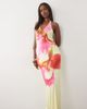 Missyempire Missyempire double sculpted slinky plunge halter neck maxi dress in lemon & hot pink flower print-Multi - 2
