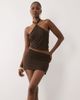 Missyempire Missyempire double sculpted slinky ruched detail mini skirt in chocolate - part of a set-Brown - 3