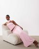 Missyempire Missyempire double sculpted slinky ruched side column maxi skirt in baby pink - part of a set - 1