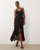 Missyempire Missyempire double sculpted slinky scoop halterneck ruffle high low detail maxi dress in black - 1