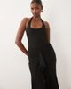 Missyempire Missyempire double sculpted slinky scoop halterneck ruffle high low detail maxi dress in black - 2