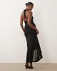 Missyempire Missyempire double sculpted slinky scoop halterneck ruffle high low detail maxi dress in black - 3