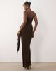 Missyempire Missyempire double sculpted slinky strapless knot front detail maxi dress in chocolate-Brown - 2