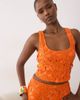 Missyempire Missyempire flower crochet scoop neck top in orange - part of a set-Blue - 4