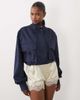 Missyempire Missyempire funnel neck buckle detail balloon sleeve jacket in dark wash blue-Navy - 1