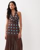Missyempire Missyempire halterneck drop waist maxi dress in chocolate & blue polka dot-Brown - 3