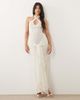 Missyempire Missyempire lace halterneck keyhole detail drape tie front maxi dress in cream-White - 1