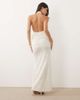 Missyempire Missyempire lace halterneck keyhole detail drape tie front maxi dress in cream-White - 2